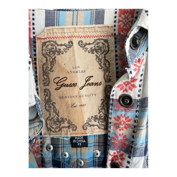GUESS JEANS Western Revival Shirt Dress Pearlized Snap Button Down Missing Belt - Picture 4 of 6